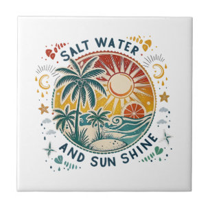 Carreau Eau salée et soleil Vintage Plage Tropicale