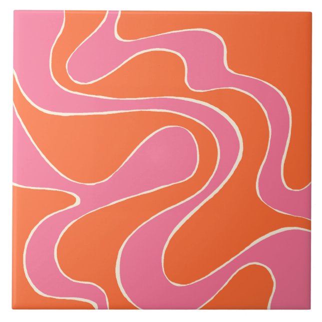 Carreau Ebb et flux 2 en rose, orange et crème (Devant)