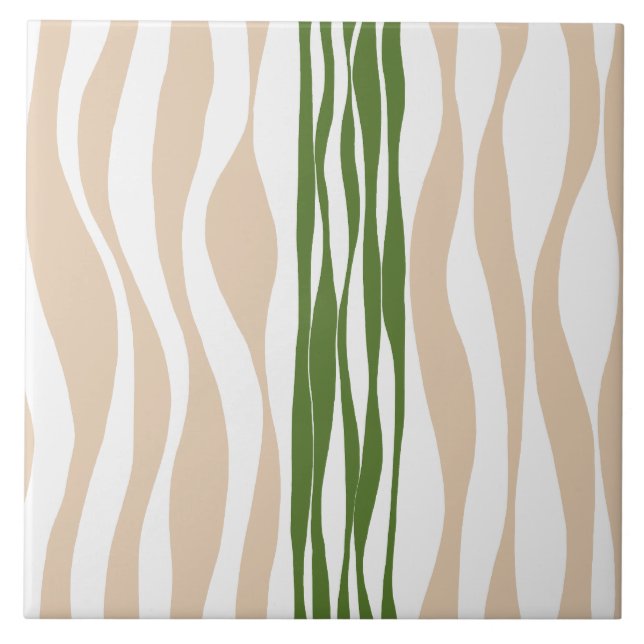 Carreau Ebb et flux - Blanc, Sable et Palm Green (Devant)