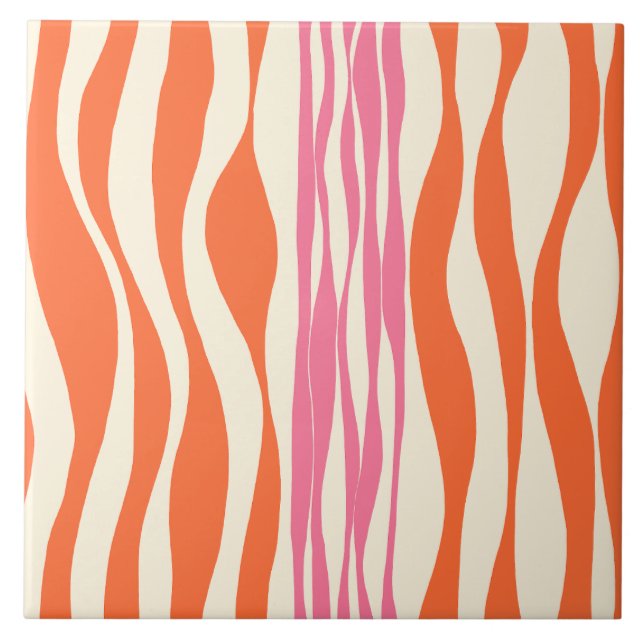 Carreau Ebb et flux - rose, orange et crème (Devant)