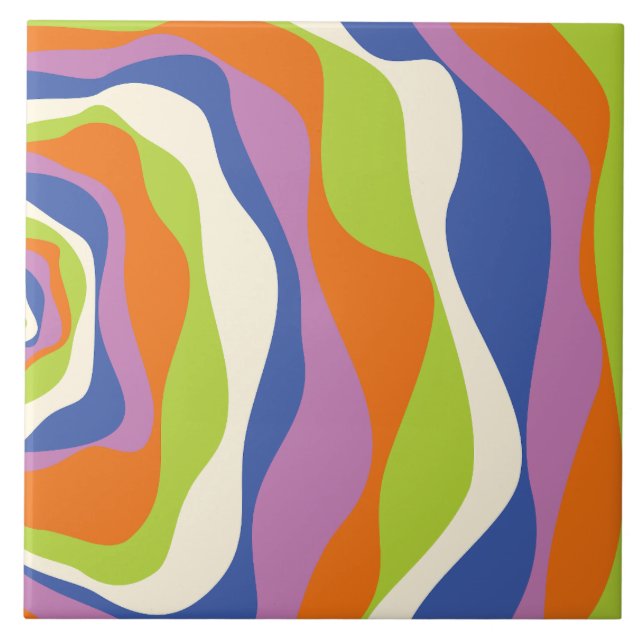 Carreau Ebb & Flux 4 Bleu, Orange, Violet, Vert & Crème (Devant)
