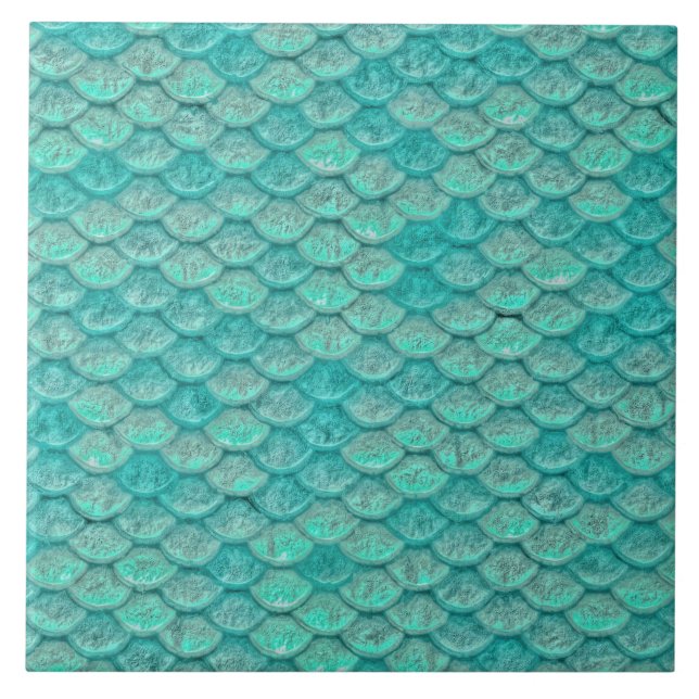 Carreau Écaille de sirène motif océan vert (Devant)