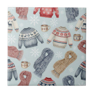 Carreau Écharpes et Sweaters Cosy d'Hiver – Aquarelle