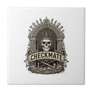 Carreau Échec et mat Roi Crâne Échecs Vintage