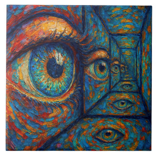 Carreau "Echoes in the Iris" - Un portrait surréaliste