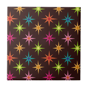 Carreau Éclats atomiques funky colorés du milieu du siècle