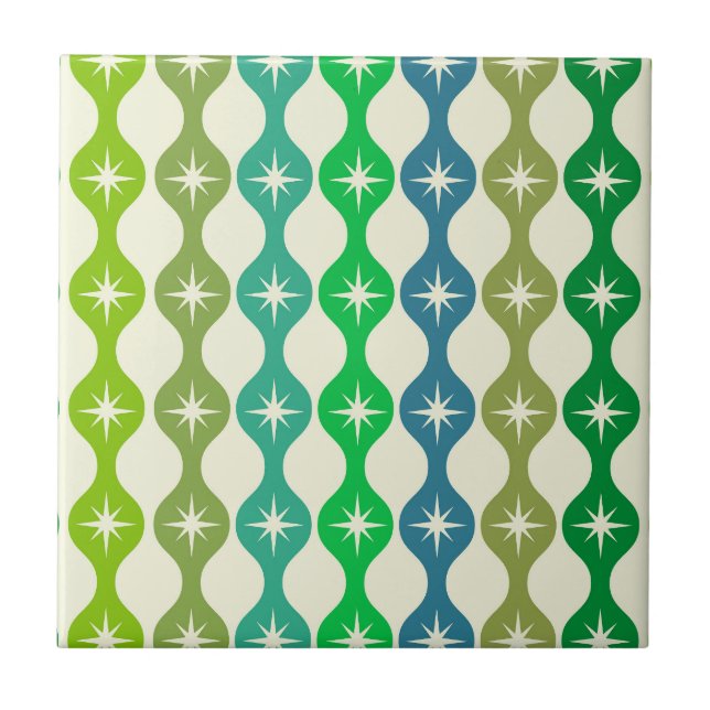 Carreau Éclats de milieu de siècle sur un motif ogee vert  (Devant)