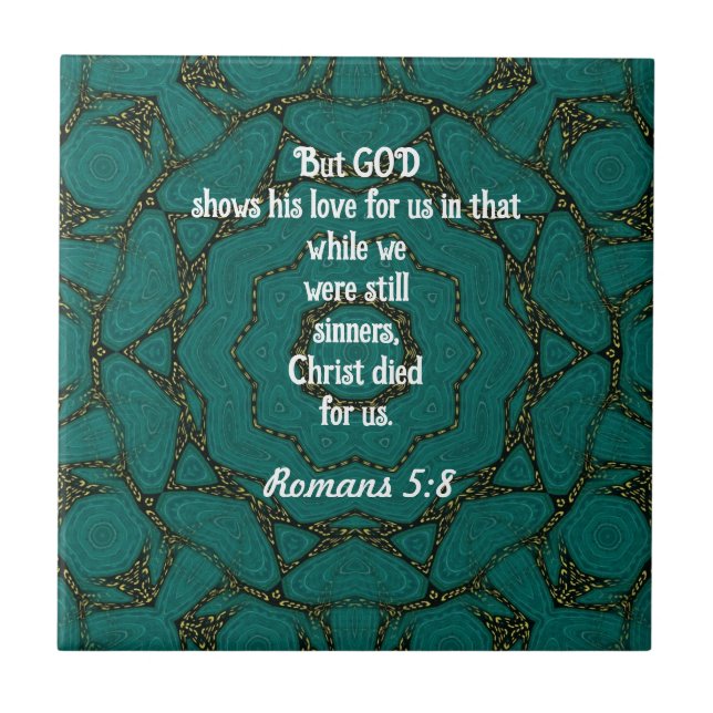 Carreau Écriture d'amour de Dieu Citation Romains 5:8 (Devant)