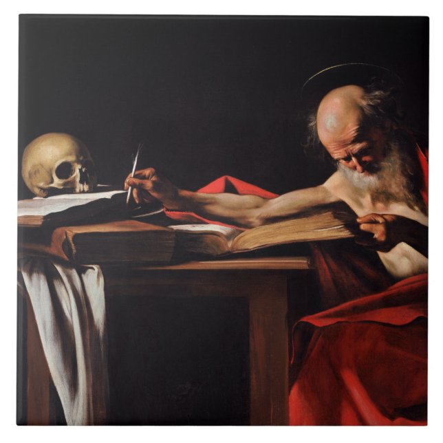 Carreau Écriture de Saint Jérôme (par Caravaggio) (Devant)
