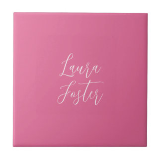 Carreau Écriture manuscrite Nom élégant Couleur rose