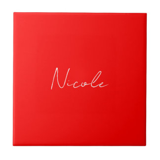Carreau Écriture manuscrite Nom élégant Rouge Blanc Couleu