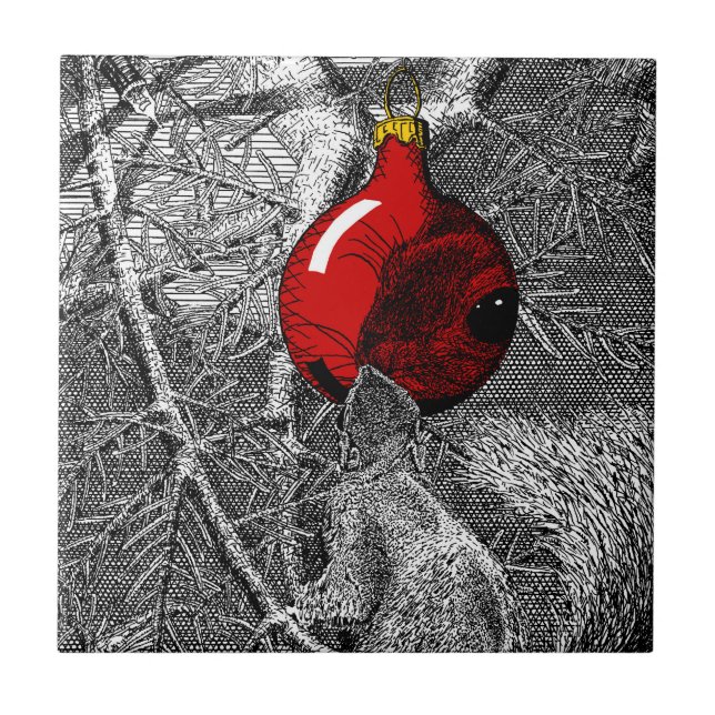 Carreau Écureuil dans l'arbre de Noël (Devant)