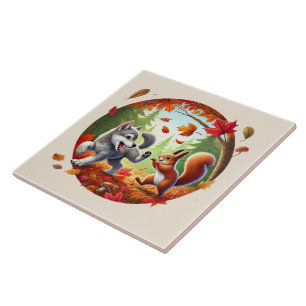 Carreau Écureuil de loup mignon