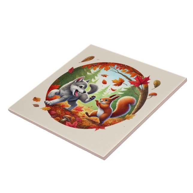 Carreau Écureuil de loup mignon (Côté)