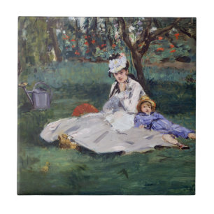 Carreau Edouard Manet - La famille Monet dans leur jardin