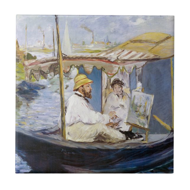 Carreau Edouard Manet - Monet dans son bateau atelier (Devant)