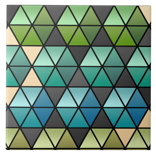 Carreau Édredon d'hexagone dans vert, Teal + Tan (Devant)