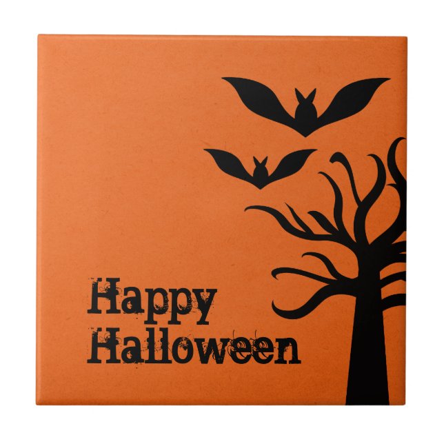 Carreau Eerie Bats Carrelage Halloween, Orange (Devant)