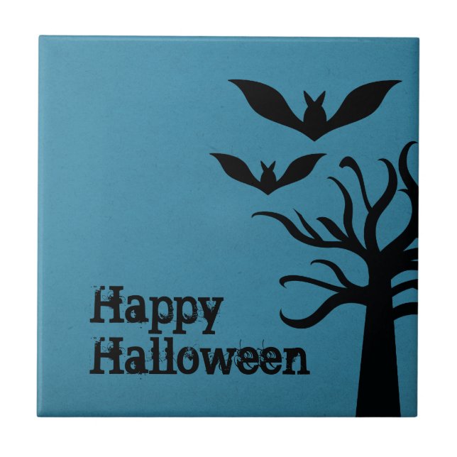 Carreau Eerie Bats Halloween Carrelage, Bleu (Devant)