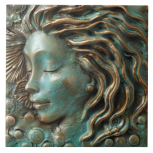 Carreau Effet 3D en bronze Turquoise de sirène