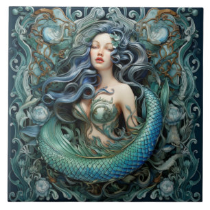 Carreau Effet 3D Mermaid, Aqua Marine Art