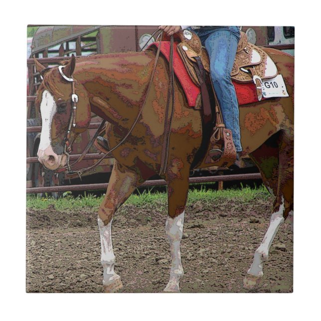 Carreau Effet de dessin animé de cheval occidental (Devant)
