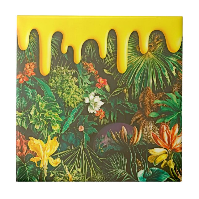 Carreau Effet de goutte de mélange de fleurs tropicales fl (Devant)