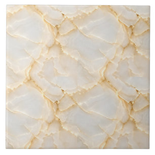Carreau Effet d'onyx ivoire avec veines miel or