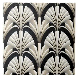 Carreau Effet éventail Art Déco ivoire plié sur fond noir