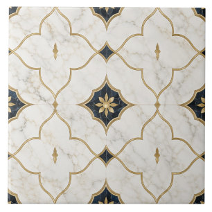 Carreau Effet Marbre Or Luxe - Motif Géométrique