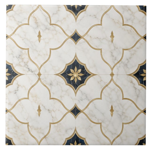 Carreau Effet Marbre Or Luxe - Motif Géométrique (Devant)