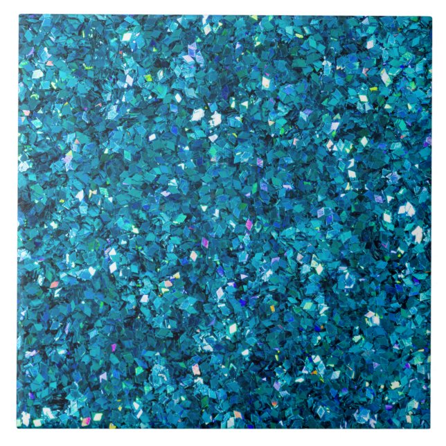 Carreau effet Parties scintillant bleu turquoise (Devant)