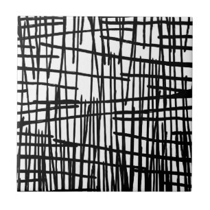 Carreau Égouttements peints à la main blancs noirs uniques