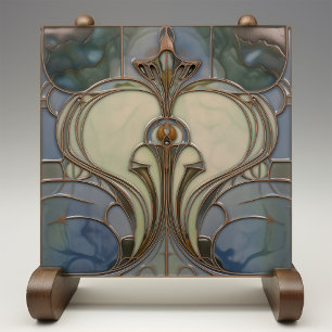 Carreau Élégance Art Nouveau Jade Bronze