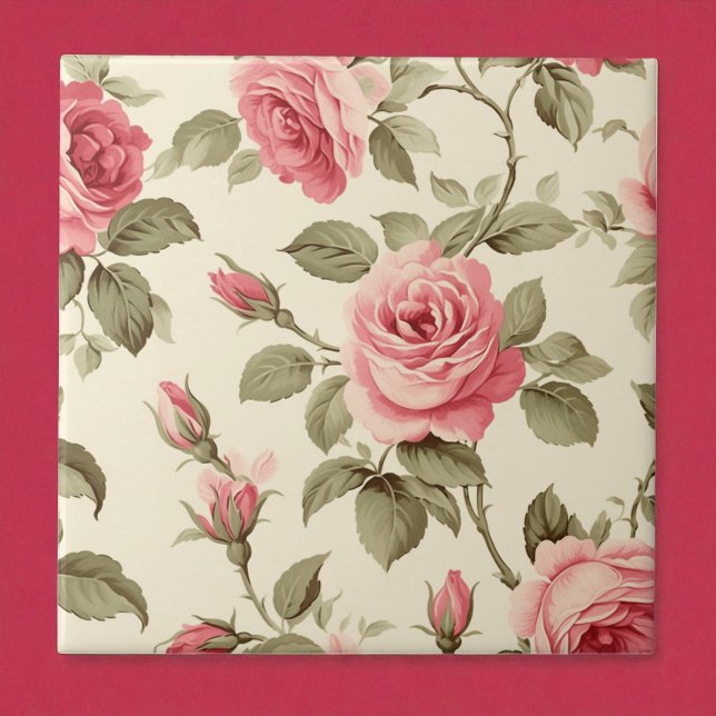 Carreau Élégance de fleur de pêcher à pétales roses (Créateur téléchargé)