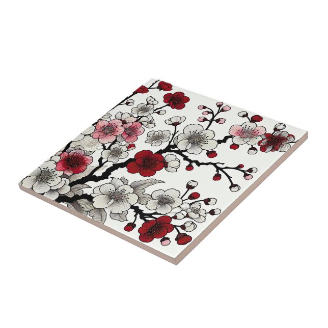 Carreau Élégance de Fleur Rougeoyante - Flore Inspirée du  (Côté)