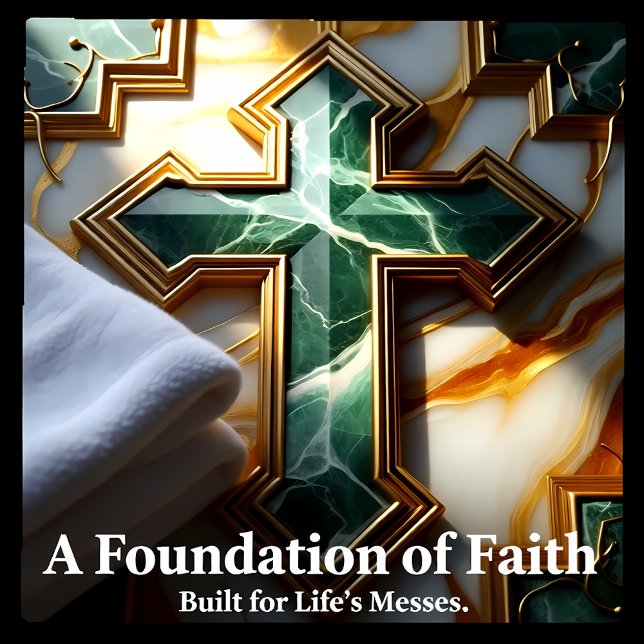 Carreau Élégance en Pierre Croix de marbre dorée (Créateur téléchargé)