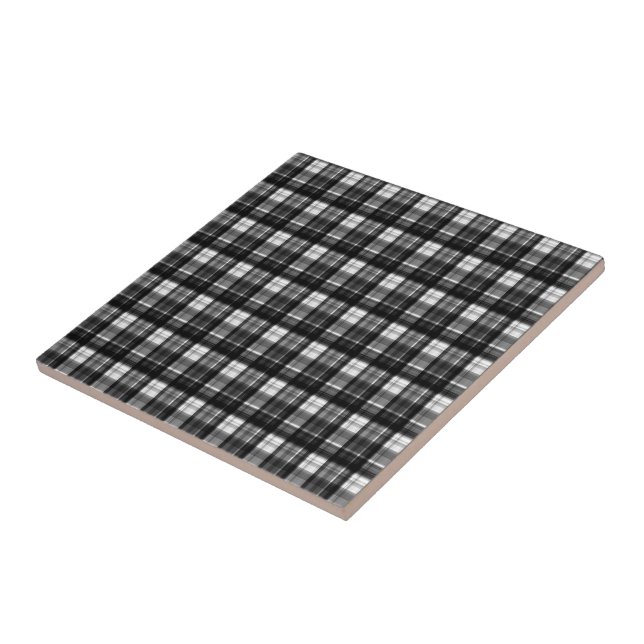 Carreau Élégance Intemporelle : Tartan Noir Et Blanc Class (Côté)