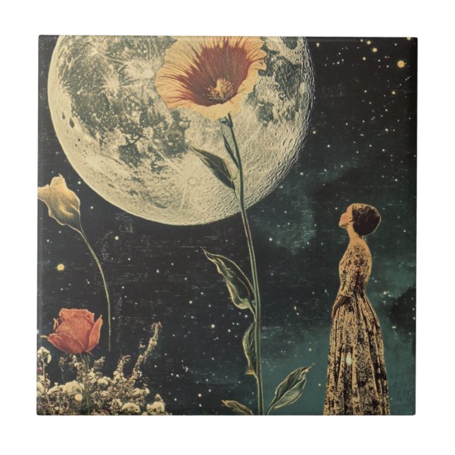 Carreau Élégance Lune - Femme avec Lune (Devant)