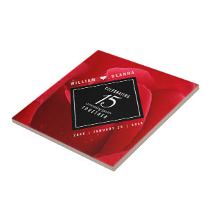 Carreau Élégant 15e anniversaire de Mariage Rose