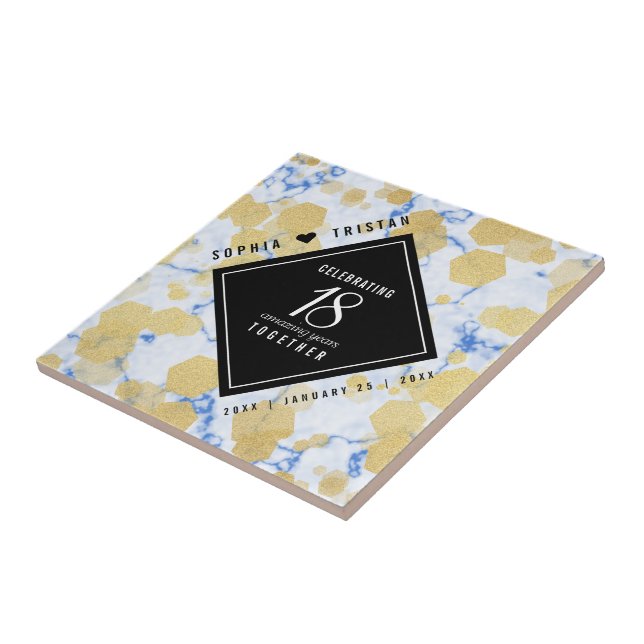 Carreau Élégant 18ème anniversaire de Mariage de porcelain (Côté)