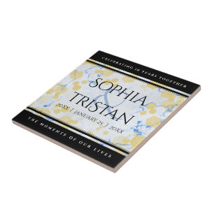 Carreau Élégant 18ème anniversaire de Mariage de porcelain