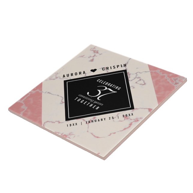 Carreau Élégant 37e anniversaire du Mariage Alabaster (Côté)