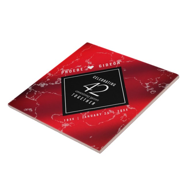 Carreau Élégant 42e anniversaire du Mariage Jasper (Côté)