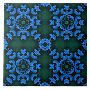 Carreau élégant à motif arabesque bleu