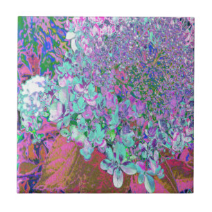 Carreau Elegant Aqua et Purple Limelight Hydrangea Détail