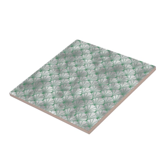 Carreau Elégant Argent et Art Déco Vert (Côté)
