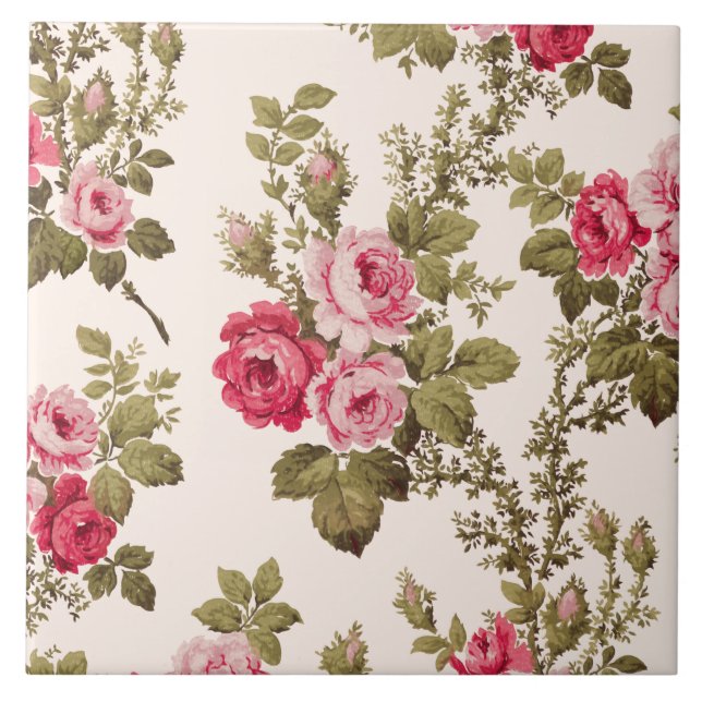 Carreau Élégant Arrière - plan Vintage rose Roses-Buff (Devant)
