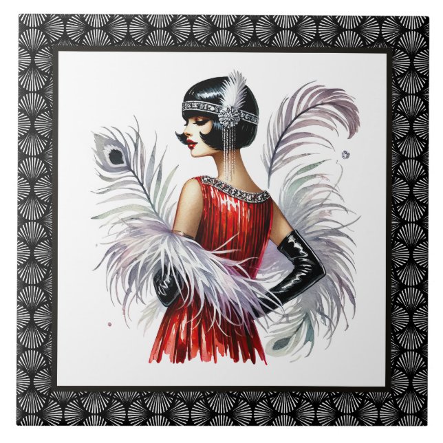 Carreau Elegant Art Deco lady  (Devant)