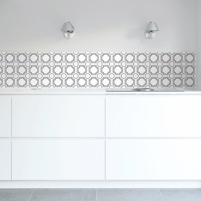 Carreau Elegant Art Deco Simple Geometric Black White (Créateur téléchargé)